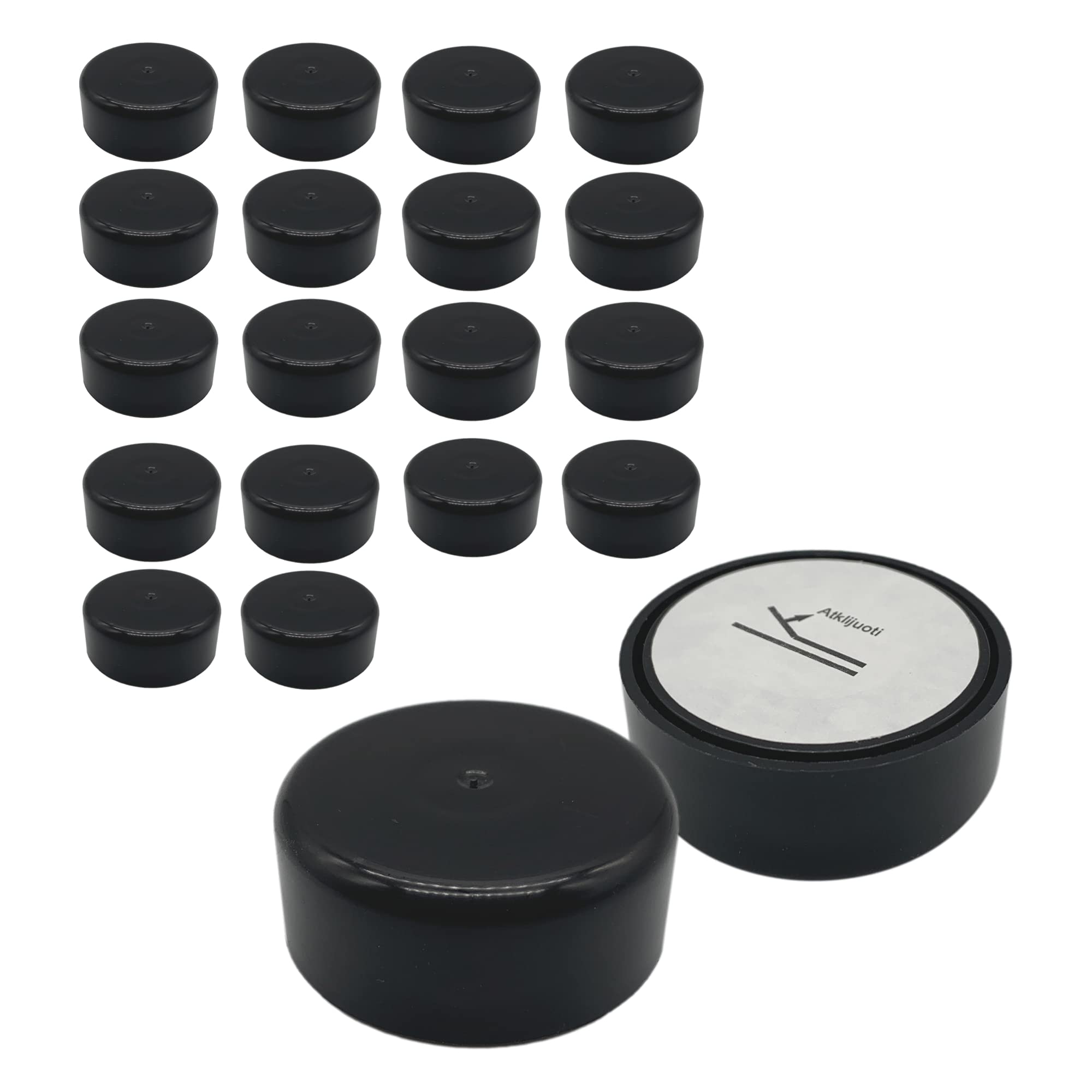 Diforma (Pack of 20 pcs) Height Adjustable Furniture Legs, Round Ø 55 mm, Material Plastic, Installation Via Sticker (20, Black)