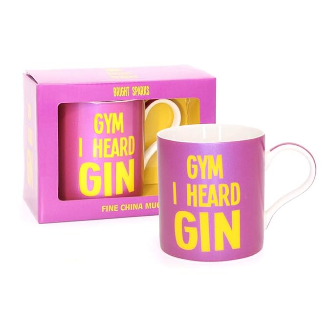 Gym I Heard Gin Large Coffee Tea Mug Purple Fine China