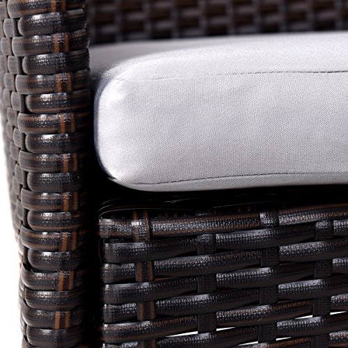 TANGKULA 2 Patio Chairs, Outdoor Rattan Wicker Chair Set with Arm