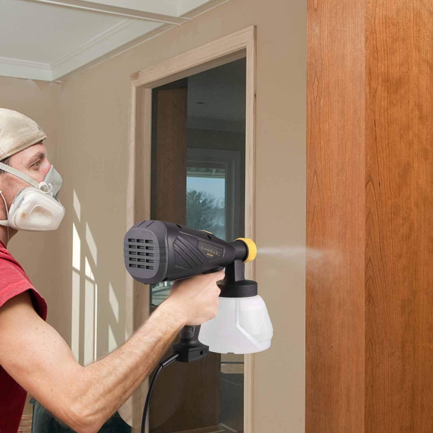 Paint Sprayer, TECCPO 500 Watts 800ml/min HVLP Home Electric Spray Gun with 1300ml Detachable Container, 3 Pcs Copper Nozzles & 3 Spray Patterns, Adjustable Valve Knob for Home Decoration & DIY