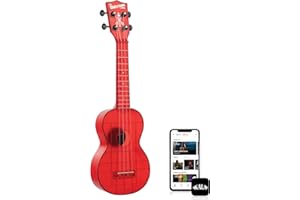 Kala Ukulele Maritime Red 4 String Soprano Ukulele from the Waterman Sea Glass Collection, Classroom Instruments for Kids Ages 3-5 and Adults