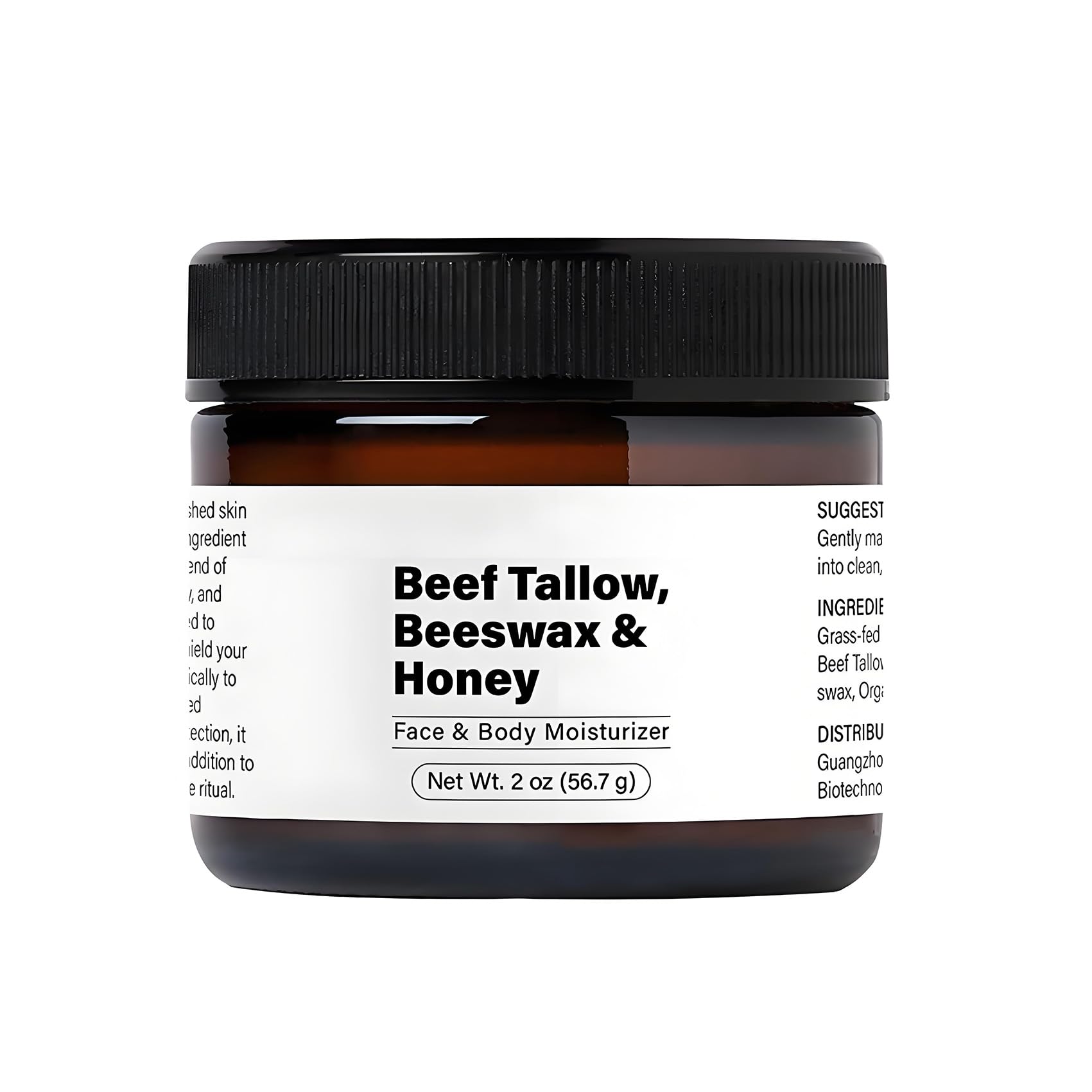 Beef Tallow Moisturizer for Skin Care, Natural Organic Tallow Cream with Raw Honey & Beeswax, 100% Grass Fed Tallow Cream, Deeply Nourishing Moisturizer for Face and Body - 2 oz