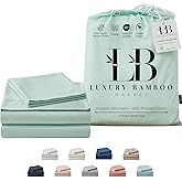 Luxury Bamboo Market | King Size Bed Sheet Set | 100% Viscose Made from Bamboo | Organically Grown | Ultra Soft | Cooling Sheets for Hot Sleepers | 17" Deep Pocket [Coastal Green]