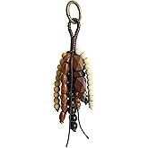 YUNCN Natural Retro Handmade Wooden Beaded Keychain, Artisan-Crafted Boho Purse Charm, Vintage Decoration for Tote Bag