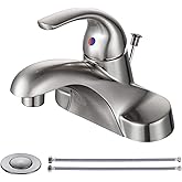 WOWOW Bathroom Faucet 1 Handle Low Arc Single Handle 4 inch Centerset Bathroom Sink Faucet with Pop Up Drain Assembly Basin M