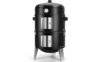 SUNLIFER BBQ Charcoal Smoker for Meat: 16 Inch Heavy Duty 4 In 1 BBQ Charcoal Grills - Vertical Barbecue Smokers Grill Combo for Outdoor Cooking Patio Backyard Picnic Party Grilling