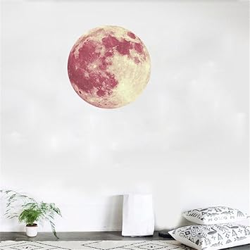 Wandtattoos Wandbilder Dekoration 30cm 3d Luminous Moon Aufkleber Large Moon Fluorescent Wall Sticker Removable Mu Haus Garten