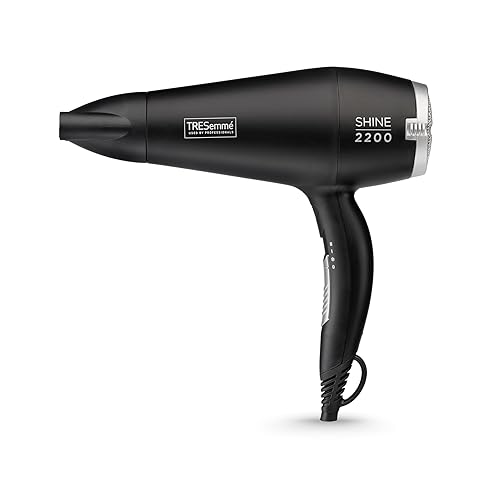 TRESemme Smooth & Shine Hair Dryer - Powerful 2200W Blow Dryer, Anti-Frizz Technology, Lightweight Fast Drying, 3 Temperature Settings, Black, 5542DU