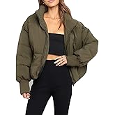 YKR Short Winter Cropped Puffer Jacket for Women Crop Warm Quilted Jacket Padded Outerwear Coats with Pockets