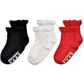 EPEIUS Baby-Girls Non Slip Ruffle Frilly Ankle Socks Pointelle (Pack of 3/6)