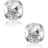 Elaximn 10MM Square Cubic Zirconia Stud Earrings - Hypoallergenic Princess Cut CZ 925 Sterling Silver Post Studs for Women