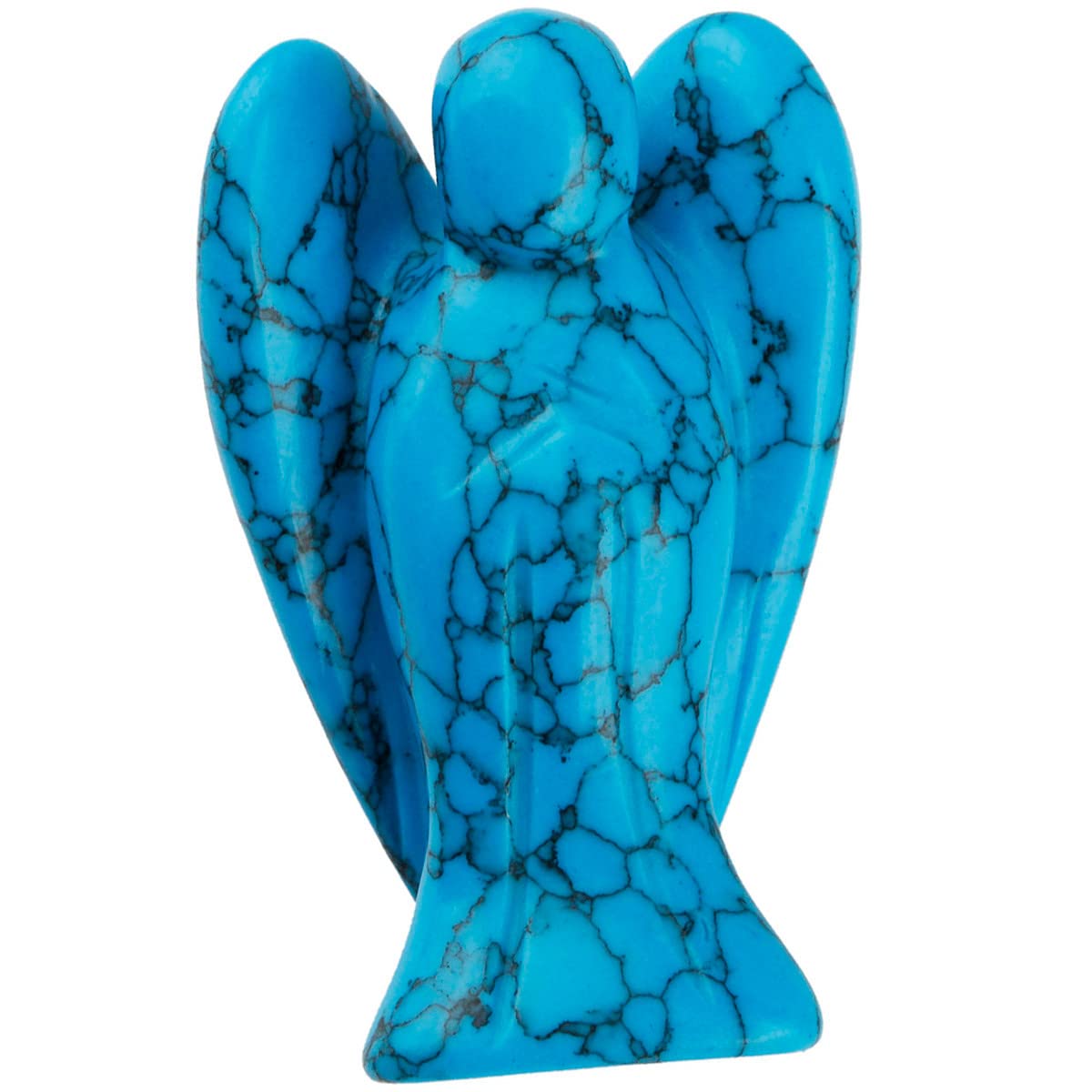 Nupuyai Blue Howlite Turquoise Guardian Crystal Angel Ornament, 4cm Hand Carved Healing Gemstone Pocket Angel Statue Figurine for Home Decor