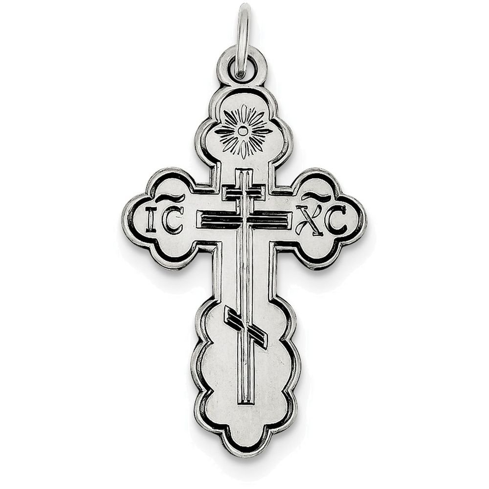 Finejewelers Sterling Silver Eastern Orthodox Cross Pendant Necklace Chain Included