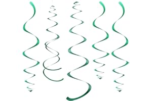 WEVEN Green Party Hanging Swirl Decorations Plastic Streamers for Ceiling, Pack of 28