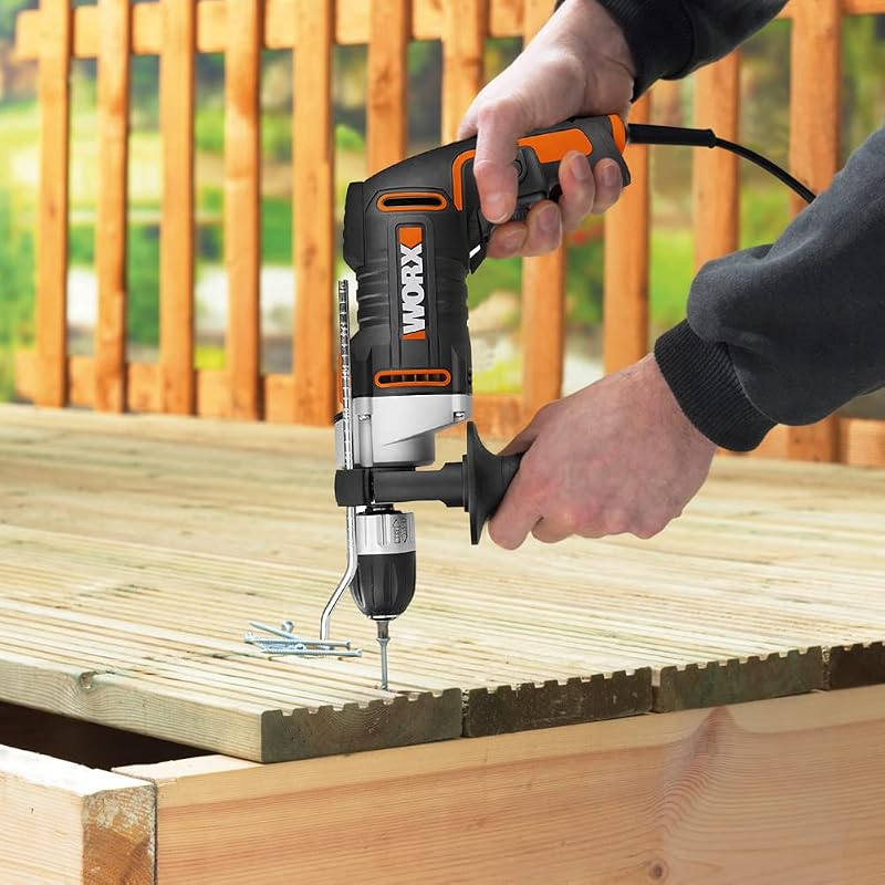 Furadeira de impacto 810w | worx | wx318 | 3.000 rpm | 48.000 ipm | mandril de perfuração de 13 mm | controle de velocidade variável | inclui estojo, 3 brocas hss e 3 brocas para concreto