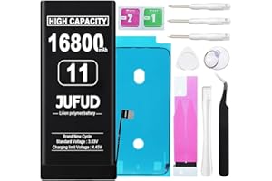 JUFUD 16800mAh Replacement Battery Used for iPhone 11, High-Capacity 0 Cycle Li-Polymer Battery - Compatible with Models A2111 A2223 A2221 Includes Full Repair Kit