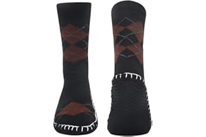 Vihir Men's Slipper Socks With Suede Non Slip Sole -Winter Knitted Home Warm Floor Indoor Stocking House