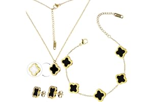 YILLTOY jewelry Sets 18K Gold Plated, Double-sided Bracelet, Earring, Necklace Pendant for Women Girls