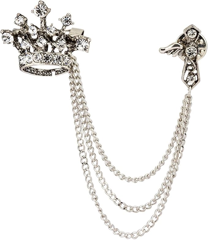 Amazon Knighthood クラウン タッセル チェーン ブローチ ラペルピン バッジ コート スーツ 襟 アクセサリー ブローチ メンズ ラペルピン 通販