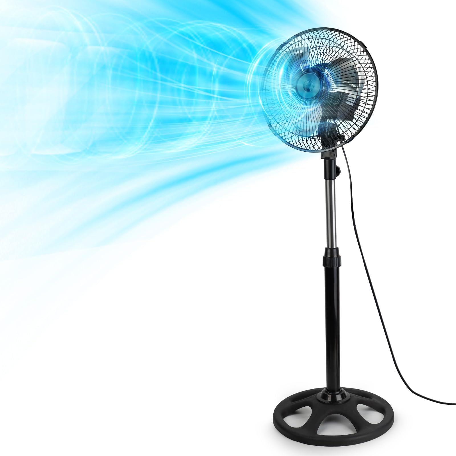 Photo 1 of BEESTAR Stand Metal Fan for Bedroom,Oscillating Pedestal Fan with 3-Speed, Adjustable Height,Standing Floor Fan for Living Room, Bedroom, Kitchen, and Home Office,Black