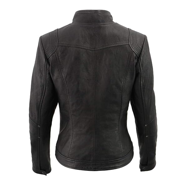 MILWAUKEE LEATHER SFL2801 WOMEN’S RACER BLACK STAND UP COLLAR MOTORCYCLE FASHION LEATHER JACKET – SMALL