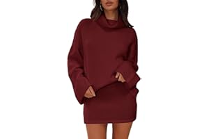Langwyqu Womens 2 Piece Outfits Sweater Sets Turtleneck Oversized Sweaters and Mini Skirts Fall Winter Trendy Loungewear
