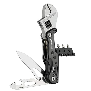 ShivExim Traveller Multi 9-in-1 Adjustable Wrench Knife with 3 Changeable Screwdrivers, LED Torch, Bottle Openers and Nylon Belt Pouch 9 Function Multi Utility Swiss Knife