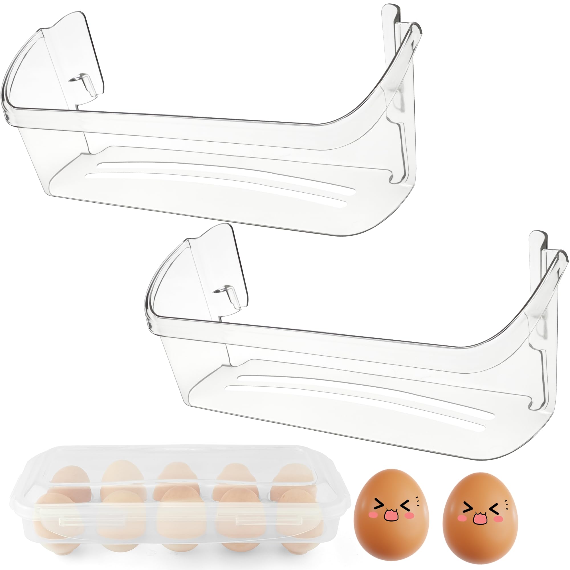 Photo 1 of 242126602 Door Bin Compatible for Frigi-daire Cro-sley White-Westing-house Refrigerator Replacement Bins Lower Side Shelf (2 Pack)-by MIFLUS,2421266 FFSS2625TS0 LFSS2612TF0 with Additional Egg Tray