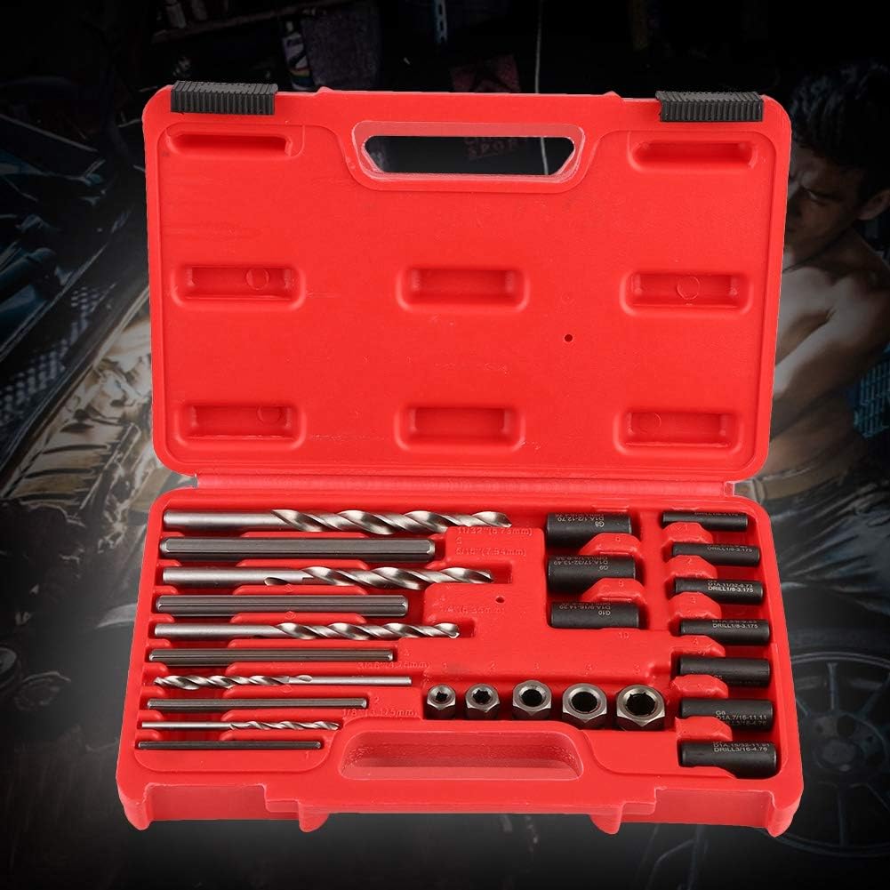 Thread Repair Extractor Easy Out Drill & Guide Tool Kit Set