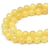 MJDCB Natural Yellow Marble Jade Round Stone Beads for Jewelry Making DIY Bracelet Necklace (10mm)