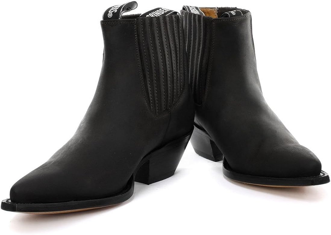 New Grinders Mustang Black Leather Cowboy Boot Slip On Cuban Heel Chelsea Boots Herrenstiefel
