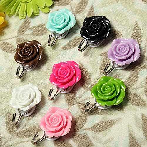 Self Adhesive Rose Wall Hook Towel Coat Door Hanger Sticky Holder (Random: Color)