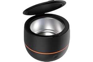 ARGOMAX Ultrasonic Retainer Cleaner for Dentures: 24W 200ml Portable Ultrasonic Cleaner Machine for All Dental Aligner, Braces, Mouth Guards, Toothbrush Head, Shaver Head, Jewelry - Black+Orange.