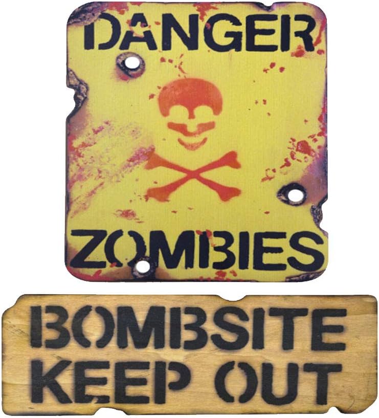 Kombat Tactical Military Kids Army Den Bedroom Wooden Wall Sign Set - Danger Zombies & Bombsite Keep Out