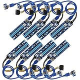 SHINESTAR PCIe Riser Card ( 8 Pack ), PCI-e GPU Risers, PCI Express 1X to 16X Extender, Mining Graphics Card USB 3.0 Extension &amp; 6pin MOLEX to SATA Powered Cable for Ethereum Bitcoin Litecoin Ubit