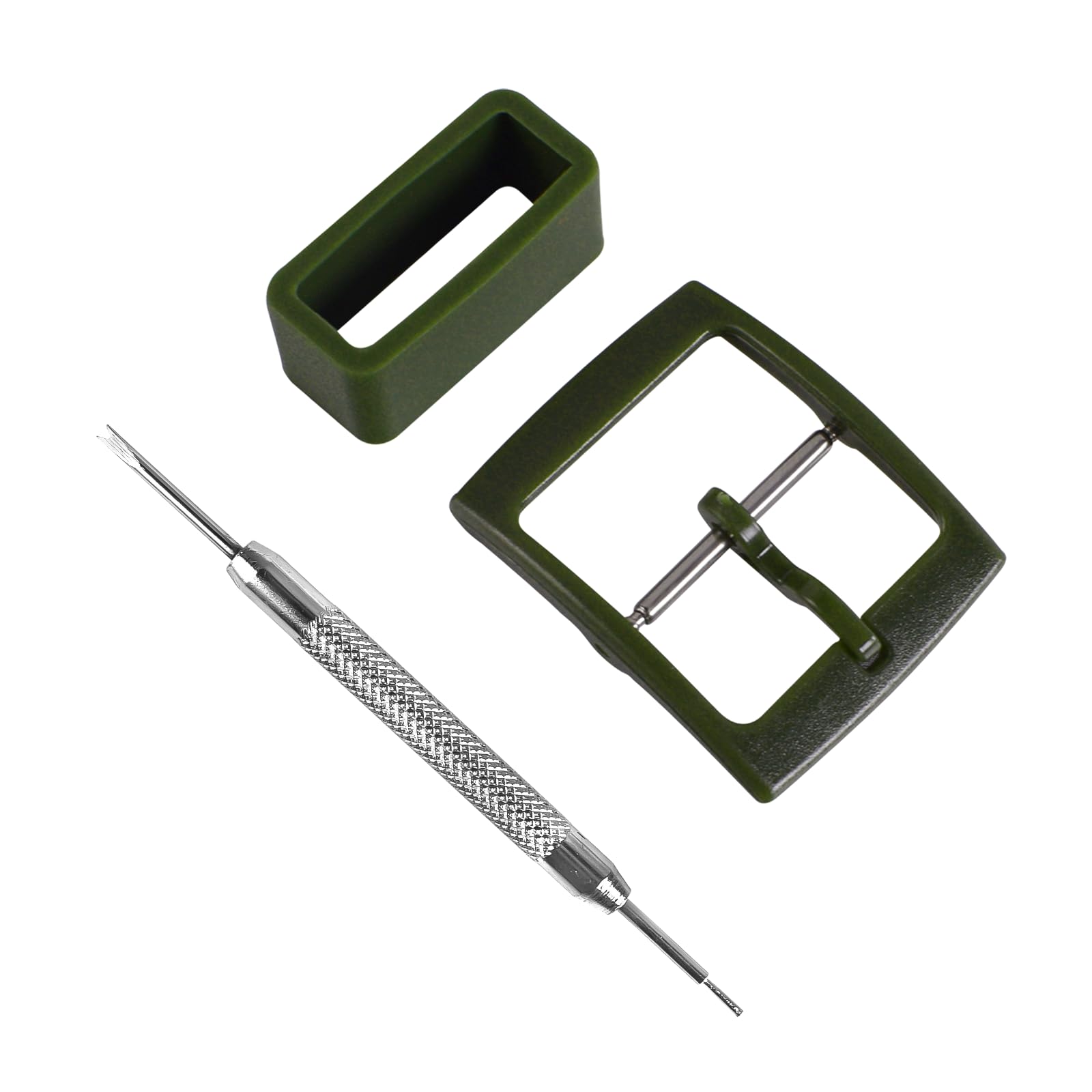 Watch Straps Replacement Plastic Buckle and Silicone Loops for Swatch- Choice of Colors & Widths (19mm, Blackish Green)