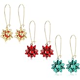 ELEARD Christmas Bow Earrings for Women Gold Red Green Gift Bows Drop Earrings Xmas Present Bow Dangle Earring Holiday Party Jewelry Set