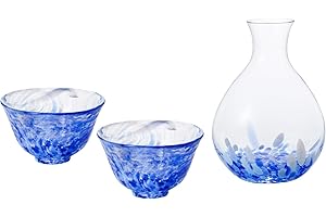 XӤɤ Tsugaru Vidro Sake Cup Set, Blue