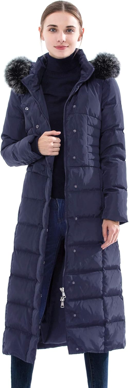 Obosoyo Women's Hooded Thickened Long Down Jacket Maxi Down Parka Puffer Coat: Clothing