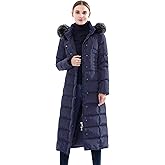 Obosoyo Women's Hooded Thickened Long Down Jacket Maxi Down Parka Puffer Coat