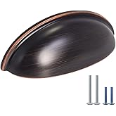 HOMOTEK 6 Pack Drawer Bin Cup Pulls Dresser Pulls for Cabinets Oil Rubbed Bronze - 3 Inch Hole Centers Furniture Handles,Kitc