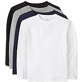 The Children's Place baby boys And Toddler Long Sleeve Basic Layering T-shirt T Shirt, Black/H Smoke/New Navy/White 4 Pack, 5T US