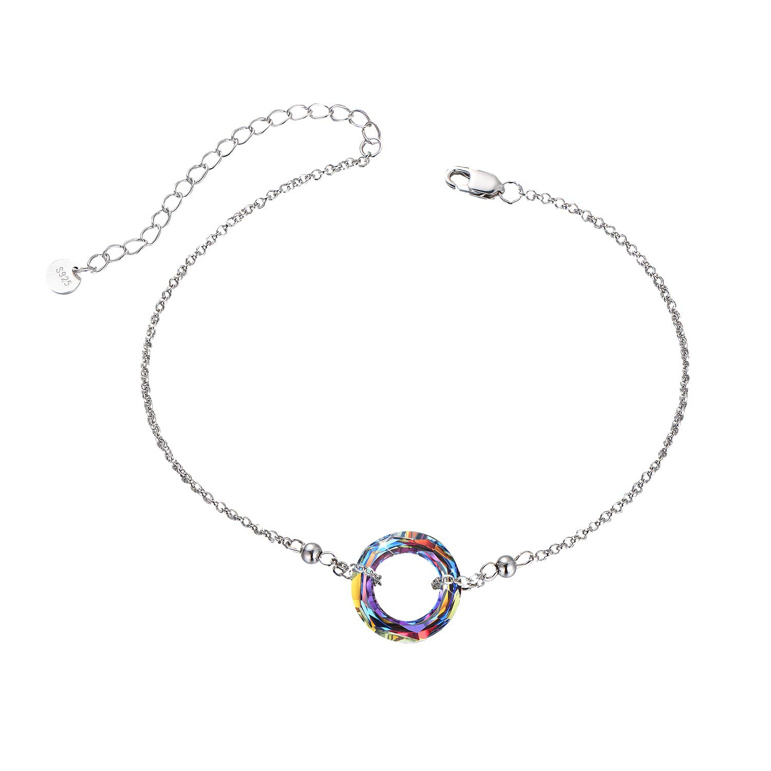 AOBOCO Friendship Bracelets for Women Sterling Silver with Crystal, Great Gift Ideas for Best Friend Sisters Daughter on Christmas Birthday (Volcano)