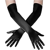 Papoopy Women's Long Opera Gloves, 21-Inch Length Satin Gloves for 1920s | Elbow Legnth Gloves, Ideal for Tea Party Wedding Cosplay Costume Dress