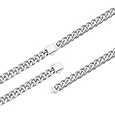 FaithHeart Mens Stainless Steel Cuban Link Chain Necklaces - No Tarnish Durable Chunky Miami Cuban Chain, 6/9/12mm Trendy Width Hip Hop Chains Upgrade Clasp Jewelry Gift for Him 18"-30"