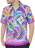 LA LEELA Men's Aloha Hawaiian Shirt Short Sleeve Button Down Casual Beach Party Multicoloured