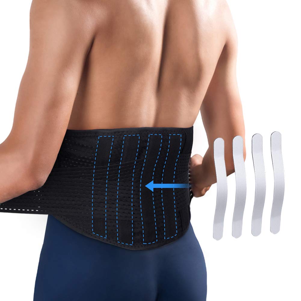 Lower Lumbar Belt, Back Support Brace, Waist Support Lower Back Brace with Dual Adjustable Straps and Built-in Splints, for Sciatica, Herniated Disc, and Injury Prevention, Large 33-44 Inch