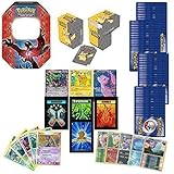 100 Assorted Pokemon Cards with 2 Ultra Rares! Bonus 20 Foils, Pokemon Deck Box, Pokemon Tin or Storage Box! Includes 3 Custom Golden Groundhog Token Counters!