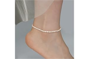 Women's Anklets Natural Freshwater Pearl Anklet Elastic Chain Anklet Beach Anklet Bracelet Fashion Accessories (Color : 23cm 