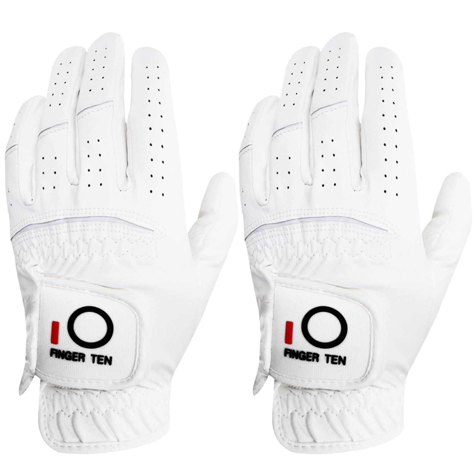 Golf Gloves Men Left Hand for Right Handed Golfer Resistant Grip Weathersof Synthetic Value 2 Pack, Men’s Golf Glove Relaxgrip Hot Wet Weather Color White Black for Perfect Swing (White, L)